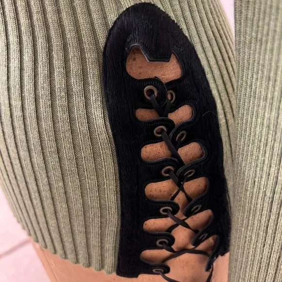 Jean Paul Gaultier vintage Olive Ribbed Turtleneck Sweater size S - Picture 5 of 7